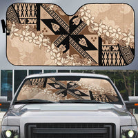 Bula Fiji Plumeria Tagimoucia Salusalu Beige Auto Sun Shade Kaiviti Masi LT7 Beige - Polynesian Pride