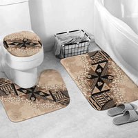 Bula Fiji Plumeria Tagimoucia Salusalu Beige Bathroom Set Kaiviti Masi LT7 Mat Set Only (3 pcs) One Size Beige - Polynesian Pride