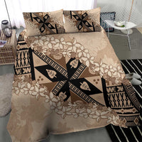 Bula Fiji Plumeria Tagimoucia Salusalu Beige Bedding Set Kaiviti Masi LT7 - Polynesian Pride