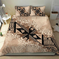 Bula Fiji Plumeria Tagimoucia Salusalu Beige Bedding Set Kaiviti Masi LT7 - Polynesian Pride