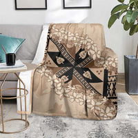 Bula Fiji Plumeria Tagimoucia Salusalu Beige Blanket Kaiviti Masi LT7 - Polynesian Pride