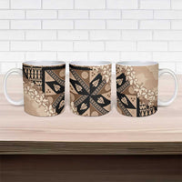 Bula Fiji Plumeria Tagimoucia Salusalu Beige Ceramic Mug Kaiviti Masi LT7 - Polynesian Pride