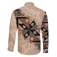 Bula Fiji Plumeria Tagimoucia Salusalu Beige Family Matching Puletasi and Hawaiian Shirt Kaiviti Masi LT7 - Polynesian Pride