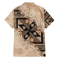Bula Fiji Plumeria Tagimoucia Salusalu Beige Family Matching Summer Maxi Dress and Hawaiian Shirt Kaiviti Masi LT7 - Polynesian Pride