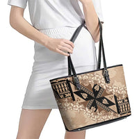 Bula Fiji Plumeria Tagimoucia Salusalu Beige Leather Tote Bag Kaiviti Masi LT7 - Polynesian Pride