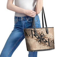 Bula Fiji Plumeria Tagimoucia Salusalu Beige Leather Tote Bag Kaiviti Masi LT7 - Polynesian Pride