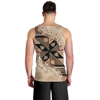 Bula Fiji Plumeria Tagimoucia Salusalu Beige Men Tank Top Kaiviti Masi LT7 - Polynesian Pride
