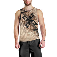 Bula Fiji Plumeria Tagimoucia Salusalu Beige Men Tank Top Kaiviti Masi LT7 - Polynesian Pride