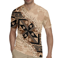 Bula Fiji Plumeria Tagimoucia Salusalu Beige Rugby Jersey Kaiviti Masi - Polynesian Pride