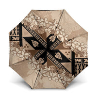 Bula Fiji Plumeria Tagimoucia Salusalu Beige Umbrella Kaiviti Masi LT7 One Size Folded 11.42 inch Opened Diameter 37.4 inch Beige - Polynesian Pride