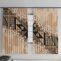 Bula Fiji Plumeria Tagimoucia Salusalu Beige Window Curtain Kaiviti Masi LT7 With Hooks Beige - Polynesian Pride