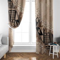 Bula Fiji Plumeria Tagimoucia Salusalu Beige Window Curtain Kaiviti Masi LT7 - Polynesian Pride