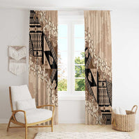 Bula Fiji Plumeria Tagimoucia Salusalu Beige Window Curtain Kaiviti Masi LT7 - Polynesian Pride