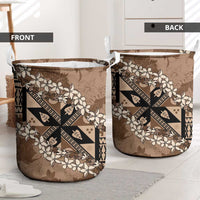 Bula Fiji Plumeria Tagimoucia Salusalu Mocha Laundry Basket Kaiviti Masi LT7 - Polynesian Pride
