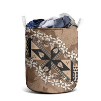 Bula Fiji Plumeria Tagimoucia Salusalu Mocha Laundry Basket Kaiviti Masi LT7 - Polynesian Pride
