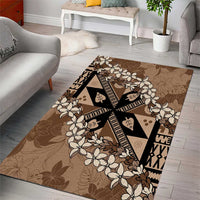 Bula Fiji Plumeria Tagimoucia Salusalu Mocha Area Rug Kaiviti Masi LT7 - Polynesian Pride