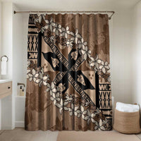 Bula Fiji Plumeria Tagimoucia Salusalu Mocha Bathroom Set Kaiviti Masi LT7 Shower Curtain Only Mocha - Polynesian Pride