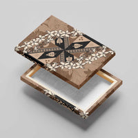 Bula Fiji Plumeria Tagimoucia Salusalu Mocha Canvas Wall Art Kaiviti Masi LT7 - Polynesian Pride