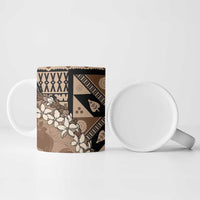 Bula Fiji Plumeria Tagimoucia Salusalu Mocha Ceramic Mug Kaiviti Masi LT7 - Polynesian Pride