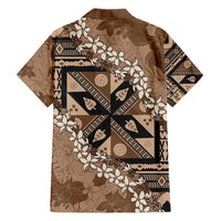 Bula Fiji Plumeria Tagimoucia Salusalu Mocha Family Matching Short Sleeve Bodycon Dress and Hawaiian Shirt Kaiviti Masi LT7 - Polynesian Pride