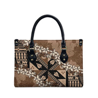 Bula Fiji Plumeria Tagimoucia Salusalu Mocha Leather Bag Kaiviti Masi - Polynesian Pride
