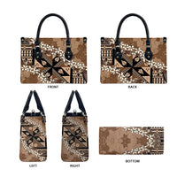 Bula Fiji Plumeria Tagimoucia Salusalu Mocha Leather Bag Kaiviti Masi - Polynesian Pride