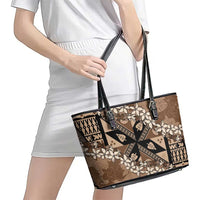 Bula Fiji Plumeria Tagimoucia Salusalu Mocha Leather Tote Bag Kaiviti Masi LT7 - Polynesian Pride