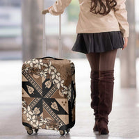 Bula Fiji Plumeria Tagimoucia Salusalu Mocha Luggage Cover Kaiviti Masi - Polynesian Pride