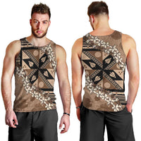 Bula Fiji Plumeria Tagimoucia Salusalu Mocha Men Tank Top Kaiviti Masi LT7 - Polynesian Pride