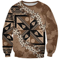 Bula Fiji Plumeria Tagimoucia Salusalu Mocha Sweatshirt Kaiviti Masi LT7 Unisex Mocha - Polynesian Pride