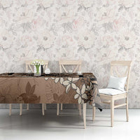 Bula Fiji Plumeria Tagimoucia Salusalu Mocha Tablecloth Kaiviti Masi LT7 - Polynesian Pride