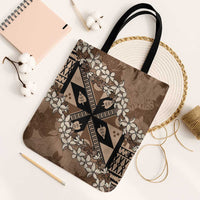 Bula Fiji Plumeria Tagimoucia Salusalu Mocha Tote Bag Kaiviti Masi LT7 Black Strap One Size Mocha - Polynesian Pride