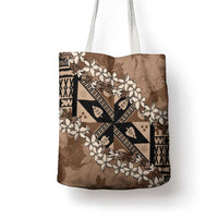 Bula Fiji Plumeria Tagimoucia Salusalu Mocha Tote Bag Kaiviti Masi LT7 - Polynesian Pride