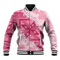 Bula Fiji Plumeria Tagimoucia Salusalu Pink Baseball Jacket Kaiviti Masi LT7 Unisex Pink - Polynesian Pride