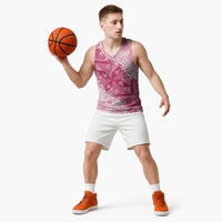 Bula Fiji Plumeria Tagimoucia Salusalu Pink Basketball Jersey Kaiviti Masi - Polynesian Pride