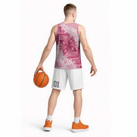 Bula Fiji Plumeria Tagimoucia Salusalu Pink Basketball Jersey Kaiviti Masi - Polynesian Pride