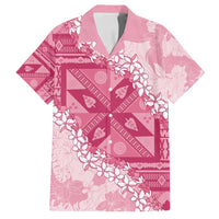 Bula Fiji Plumeria Tagimoucia Salusalu Pink Family Matching Summer Maxi Dress and Hawaiian Shirt Kaiviti Masi LT7 Dad's Shirt - Short Sleeve Pink - Polynesian Pride