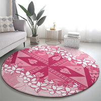 Bula Fiji Plumeria Tagimoucia Salusalu Pink Round Carpet Kaiviti Masi LT7 - Polynesian Pride