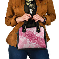 Bula Fiji Plumeria Tagimoucia Salusalu Pink Shoulder Handbag Kaiviti Masi LT7 - Polynesian Pride