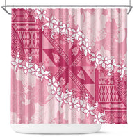 Bula Fiji Plumeria Tagimoucia Salusalu Pink Shower Curtain Kaiviti Masi LT7 Pink - Polynesian Pride