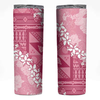 Bula Fiji Plumeria Tagimoucia Salusalu Pink Skinny Tumbler Kaiviti Masi - Polynesian Pride