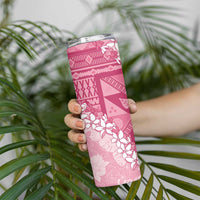 Bula Fiji Plumeria Tagimoucia Salusalu Pink Skinny Tumbler Kaiviti Masi - Polynesian Pride