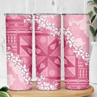 Bula Fiji Plumeria Tagimoucia Salusalu Pink Skinny Tumbler Kaiviti Masi - Polynesian Pride