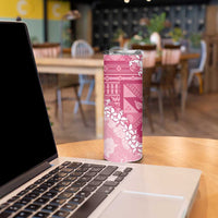 Bula Fiji Plumeria Tagimoucia Salusalu Pink Skinny Tumbler Kaiviti Masi - Polynesian Pride