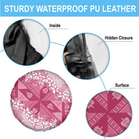 Bula Fiji Plumeria Tagimoucia Salusalu Pink Spare Tire Cover Kaiviti Masi - Polynesian Pride