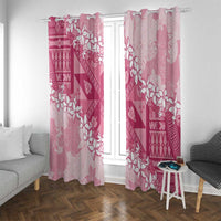 Bula Fiji Plumeria Tagimoucia Salusalu Pink Window Curtain Kaiviti Masi LT7 With Grommets Pink - Polynesian Pride