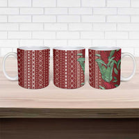 Women's Day Samoa Malu Tattoo Inspired Mix Teuila Ceramic Mug Scarlet