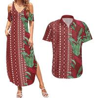 Women's Day Samoa Malu Tattoo Inspired Mix Teuila Couples Matching Summer Maxi Dress and Hawaiian Shirt Scarlet