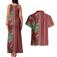 Women's Day Samoa Malu Tattoo Inspired Mix Teuila Couples Matching Tank Maxi Dress and Hawaiian Shirt Scarlet