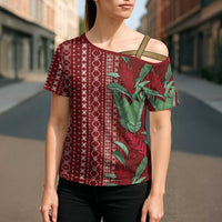 Women's Day Samoa Malu Tattoo Inspired Mix Teuila Cross Shoulder Shirt Scarlet